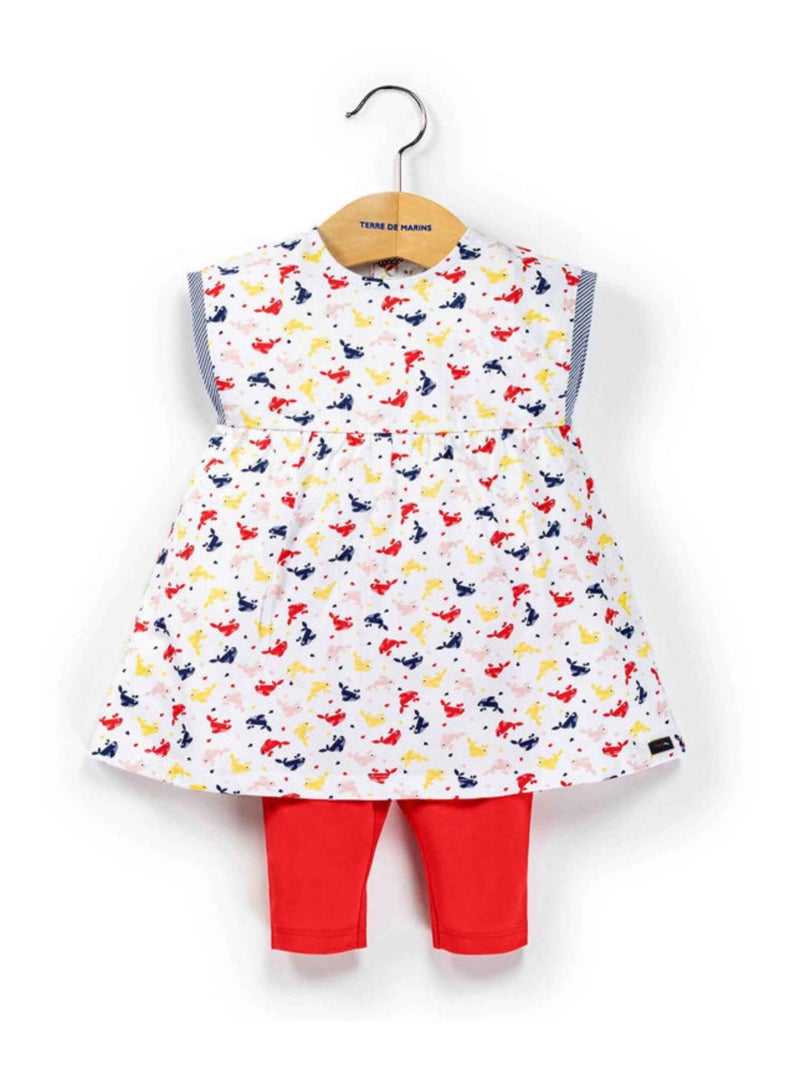 Ensemble Bébé robe imprimée + legging rouge Rose - Kiabi