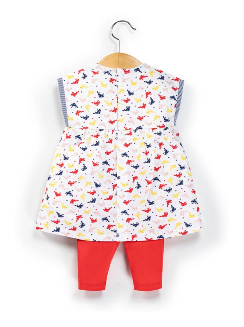 Ensemble Bébé robe imprimée + legging rouge Rose - Kiabi