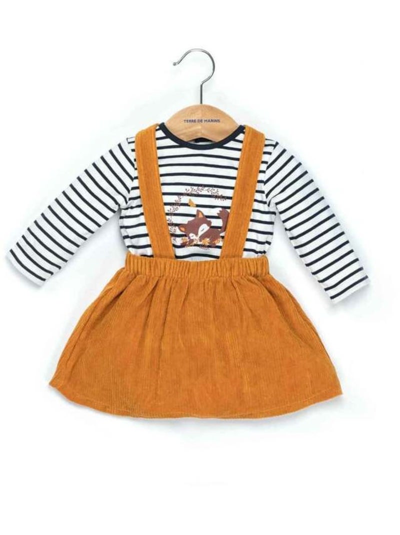 Ensemble Bébé robe jaune ocre + marinière imprimé Jaune foncé - Kiabi