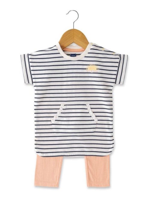 Ensemble Bébé robe rayée+ legging pêche - Kiabi