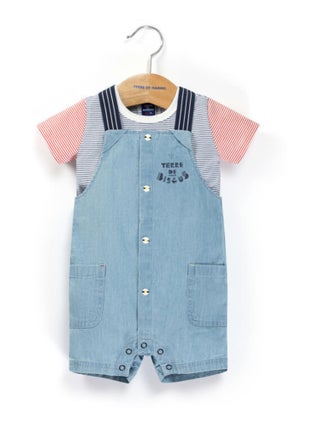 Ensemble Bébe salopette en jean + T-shirt