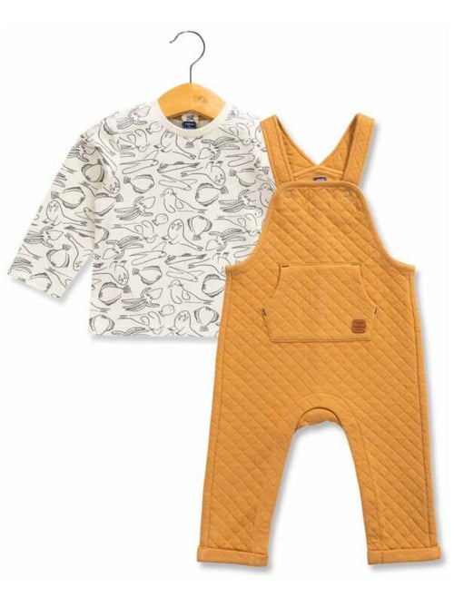 Ensemble Bébé salopette molleton + t-shirt manches longues - Kiabi