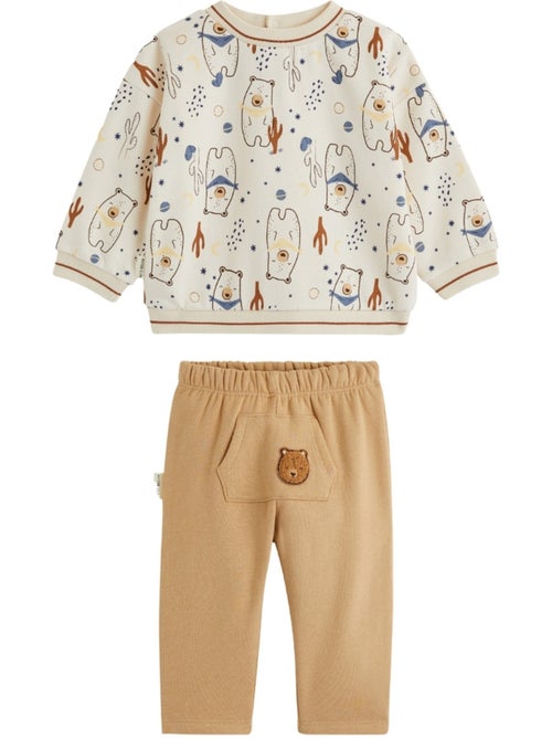 Ensemble bébé sweat et pantalon en molleton Moka - Kiabi