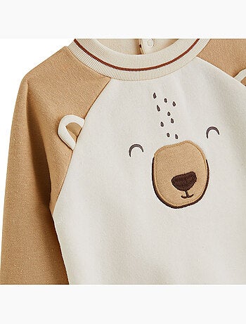 Ensemble bébé sweat et pantalon en molleton Moka