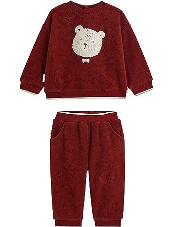 Ensemble bébé sweat et pantalon en polaire pistache
