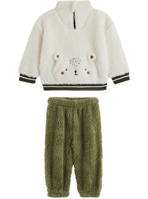 Ensemble bébé sweat et pantalon en sherpa Ginkgo - Kiabi
