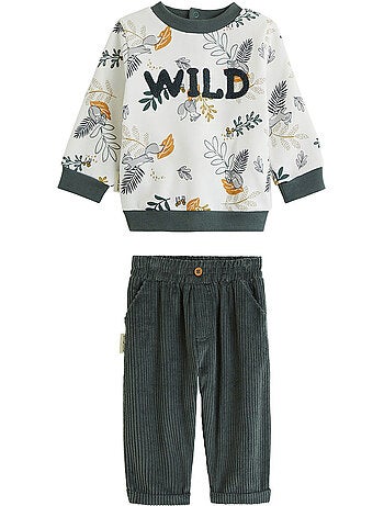 Ensemble bébé sweat et pantalon en velours côtelé elliott