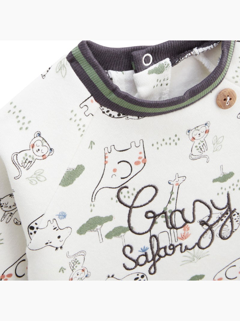 Ensemble bébé sweat-shirt en molleton et pantalon en velours Crazy Safari Kaki - Kiabi