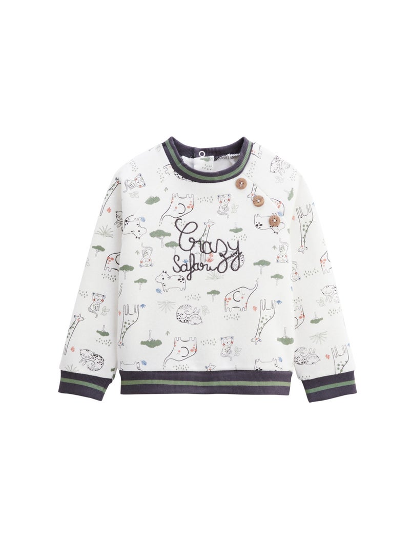 Ensemble bébé sweat-shirt en molleton et pantalon en velours Crazy Safari Kaki - Kiabi