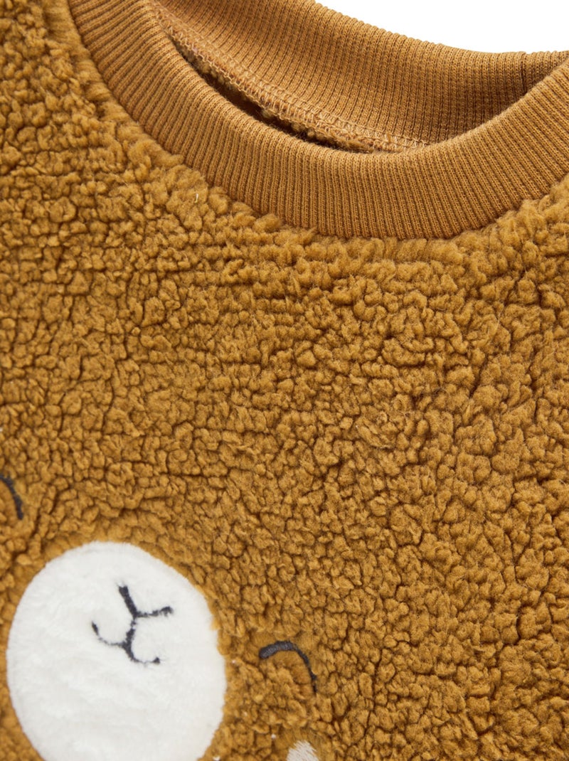 Ensemble bébé sweat-shirt en sherpa et pantalon en molleton Lamascotte Camel - Kiabi