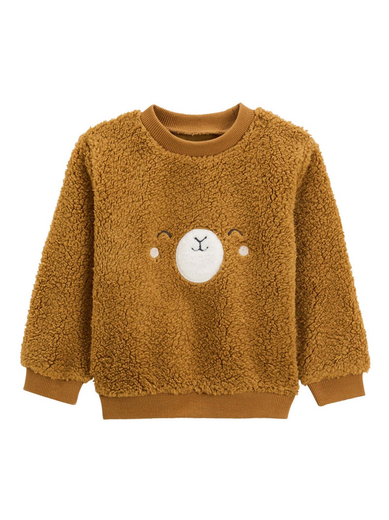 Ensemble bébé sweat-shirt en sherpa et pantalon en molleton Lamascotte Camel - Kiabi