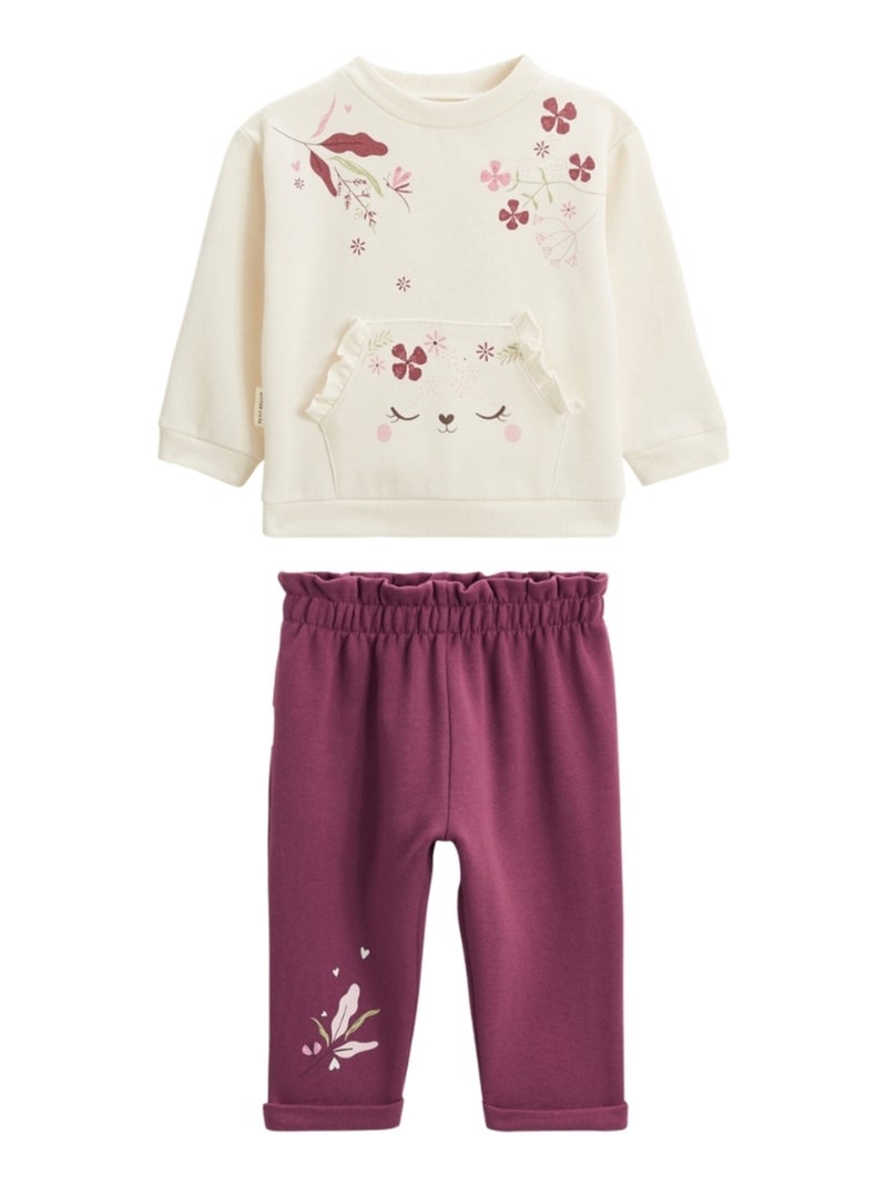 Ensemble bébé sweat-shirt et pantalon en molleton Mila Ecru - Kiabi