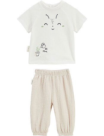 Ensemble bébé t-shirt et pantalon en gaze de coton Eden