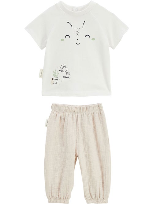 Ensemble bébé t-shirt et pantalon en gaze de coton Eden - Kiabi