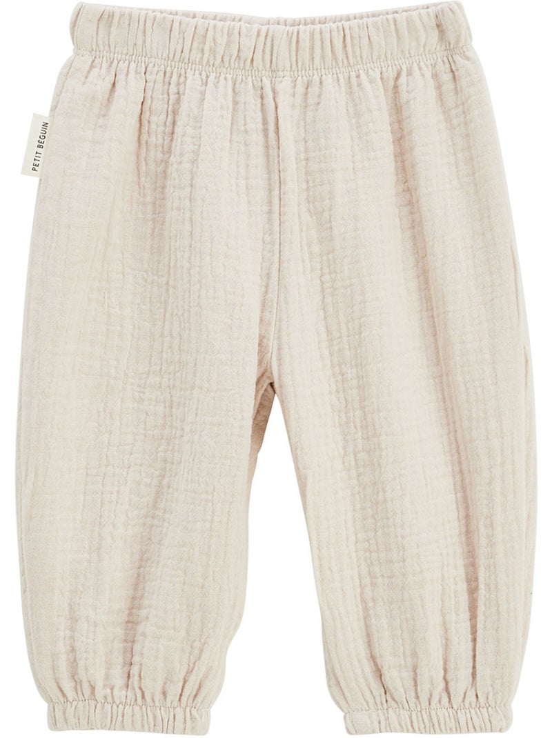 Ensemble bébé t-shirt et pantalon en gaze de coton Eden Beige - Kiabi