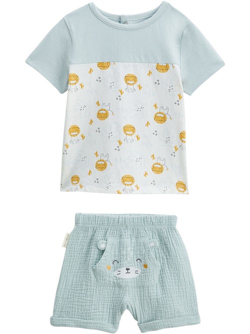 Ensemble bébé t-shirt et short en gaze de coton Elio - Kiabi