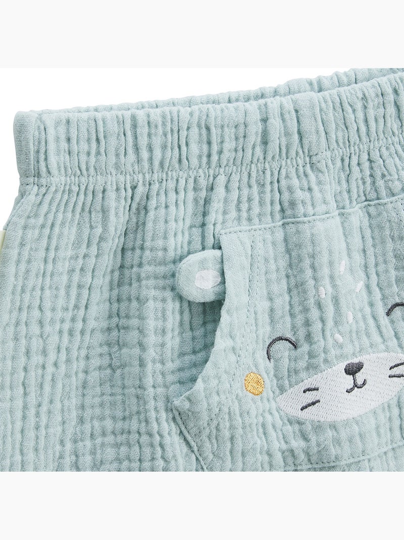 Ensemble bébé t-shirt et short en gaze de coton Elio Bleu - Kiabi