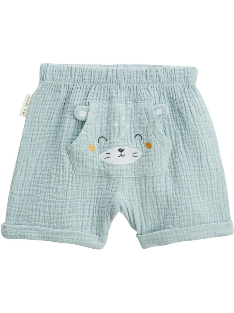Ensemble bébé t-shirt et short en gaze de coton Elio Bleu - Kiabi