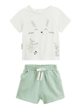 Ensemble bébé t-shirt et short en gaze de coton Frimousse