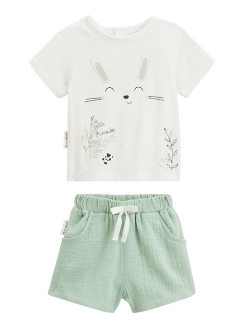 Ensemble bébé t-shirt et short en gaze de coton Frimousse - Kiabi