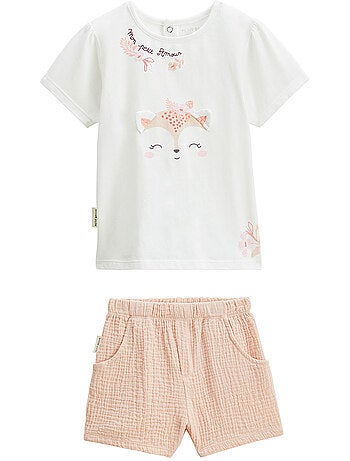 Ensemble bébé t-shirt et short en gaze de coton Louison