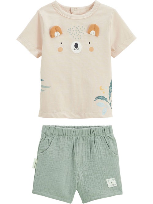 Ensemble bébé t-shirt et short en gaze de coton Mini Rêve - Kiabi