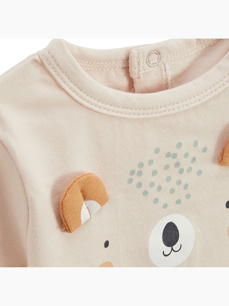 Ensemble bébé t-shirt et short en gaze de coton Mini Rêve Beige - Kiabi