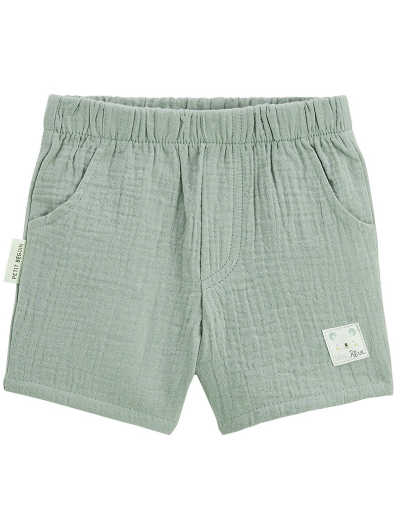 Ensemble bébé t-shirt et short en gaze de coton Mini Rêve Beige - Kiabi