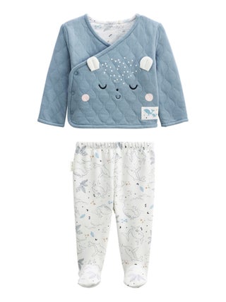 Ensemble bébé veste en coton matelassé et pantalon en velours Petite Balade