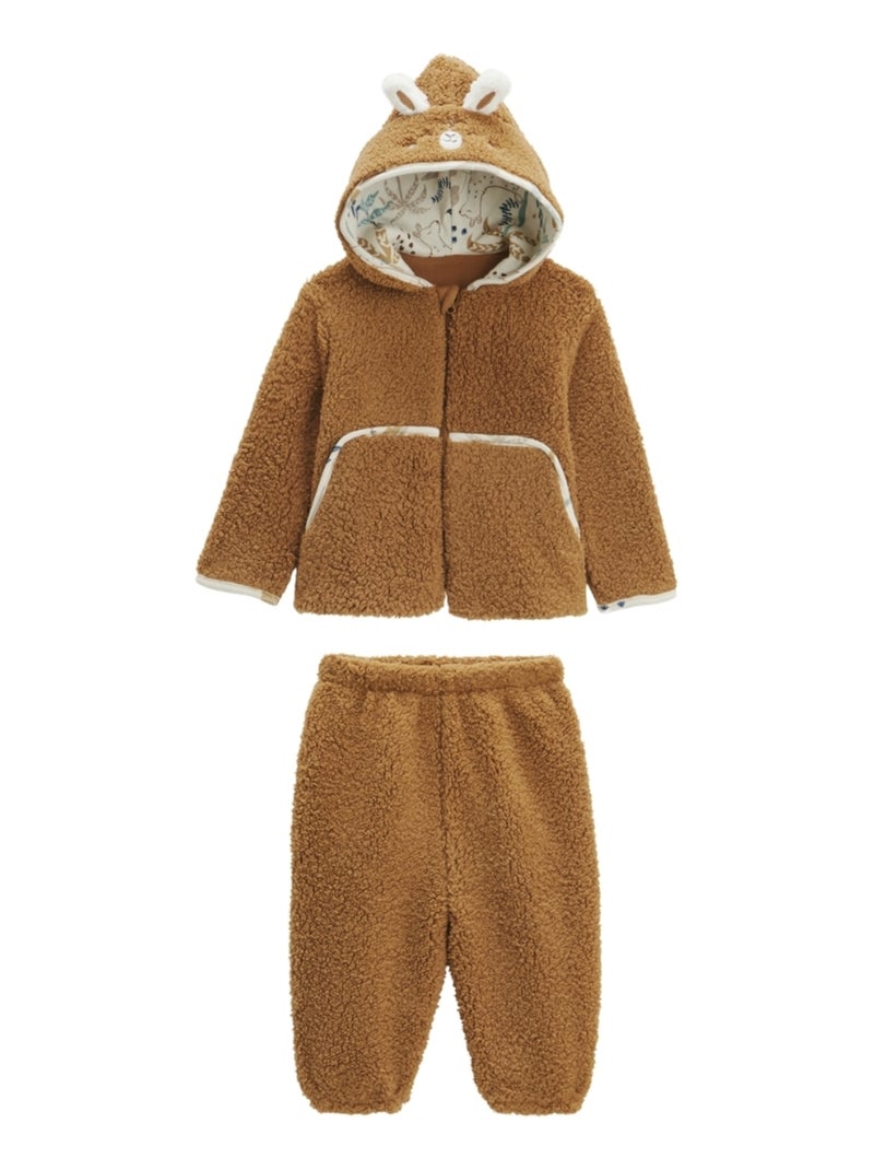 Ensemble bébé veste et pantalon en sherpa Lamascotte Camel - Kiabi