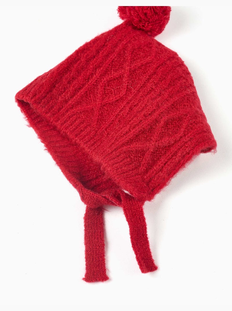 Ensemble béguin et moufles en maille torsadée Rouge - Kiabi