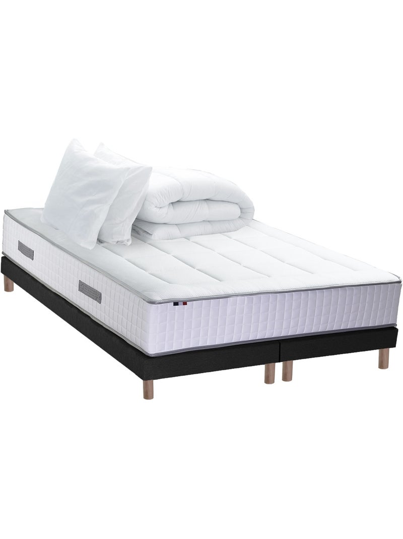 Ensemble BELLAGIO 2, matelas mémoire de forme, sommier et couette - Sommier - Noir gris anthracite - Kiabi
