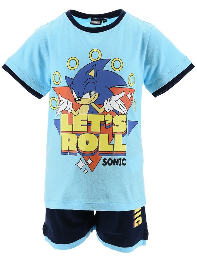 Ensemble Bermuda + Tee-Shirt Sonic| Licence Officielle Bleu - Kiabi