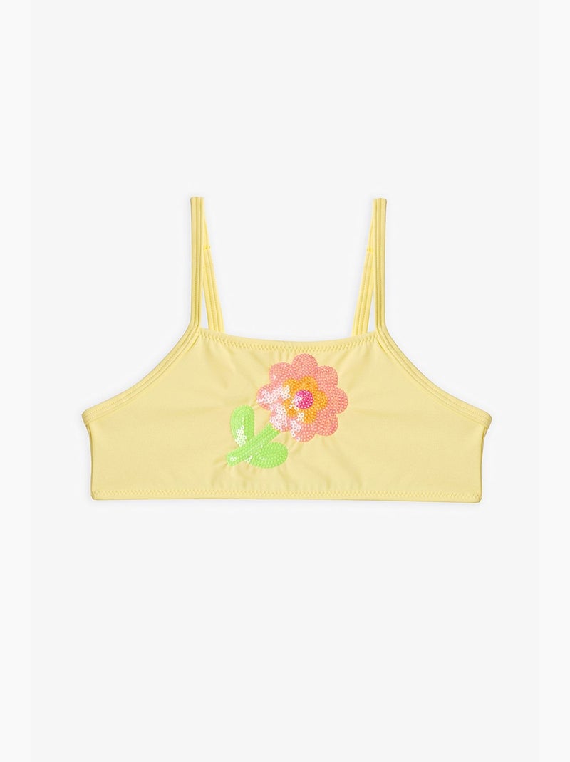Ensemble bikini à col halter à sequins fille penti Jaune citron - Kiabi