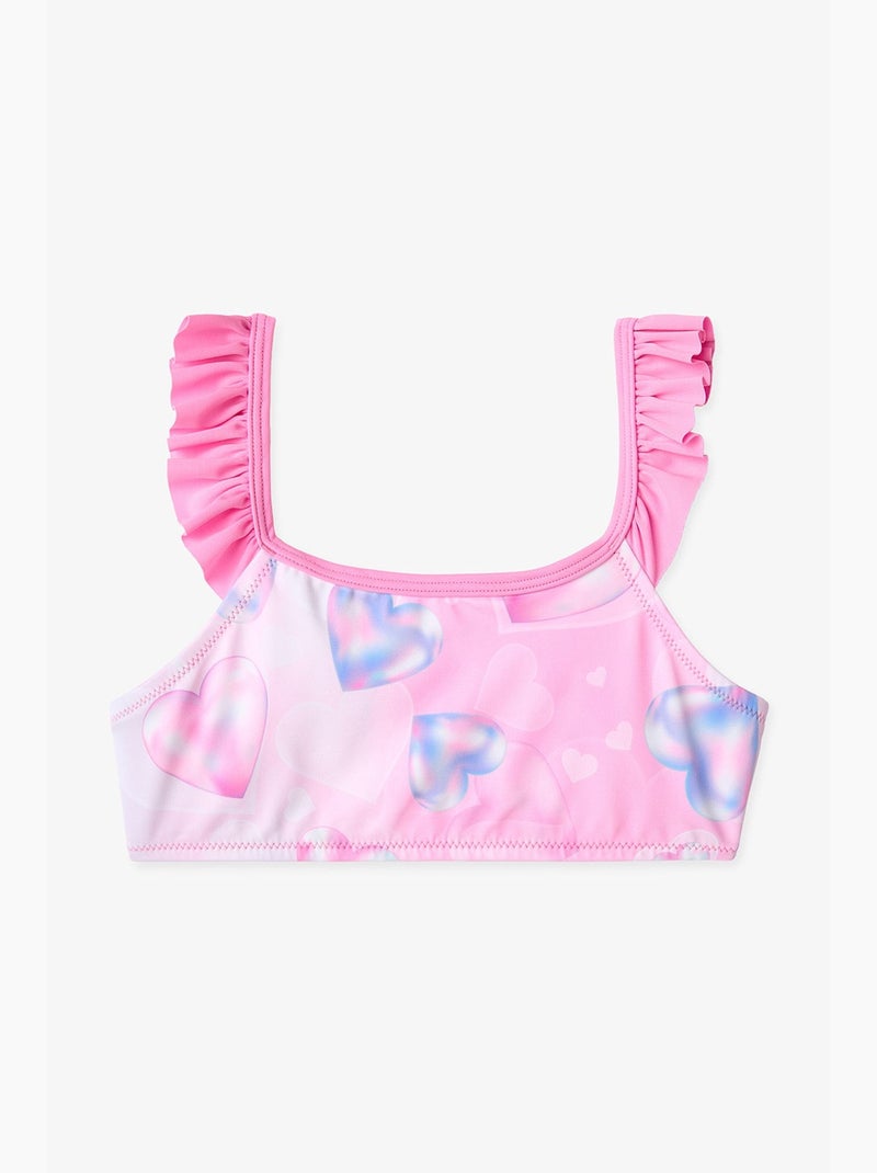 Ensemble bikini fille adela à col halter et imprimé cœurs penti Rose fluo - Kiabi