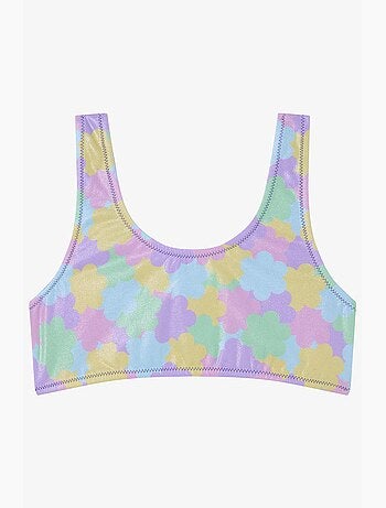 Ensemble bikini fille shiny flower à volants et tour de cou penti