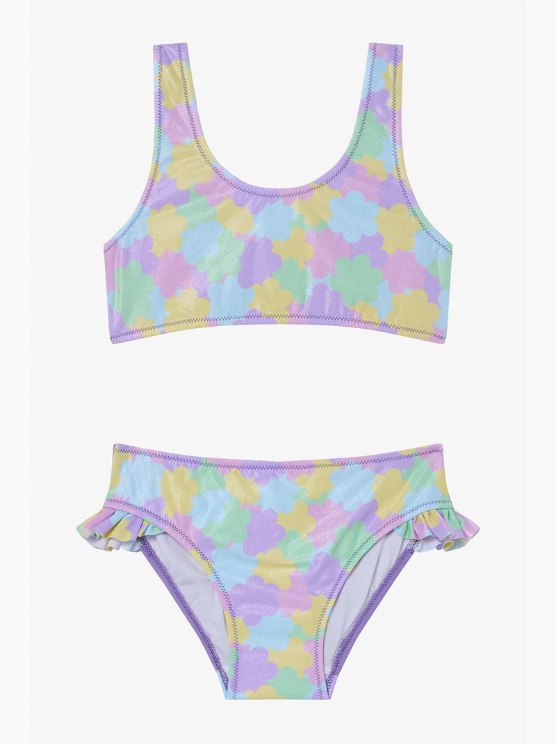 Ensemble bikini fille shiny flower à volants et tour de cou penti Lavande - Kiabi