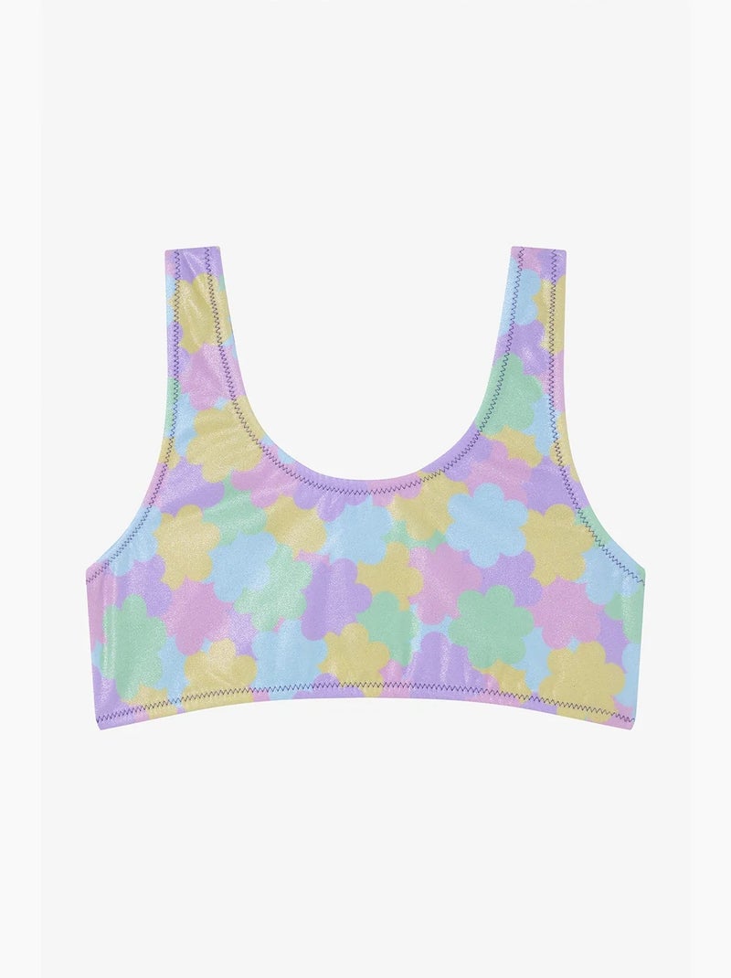 Ensemble bikini fille shiny flower à volants et tour de cou penti Lavande - Kiabi