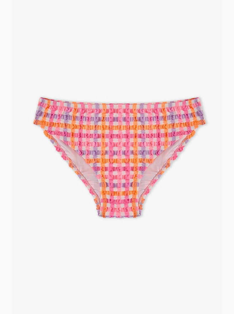 Ensemble bikini fille vicky à col halter à carreaux penti Rose fluo - Kiabi