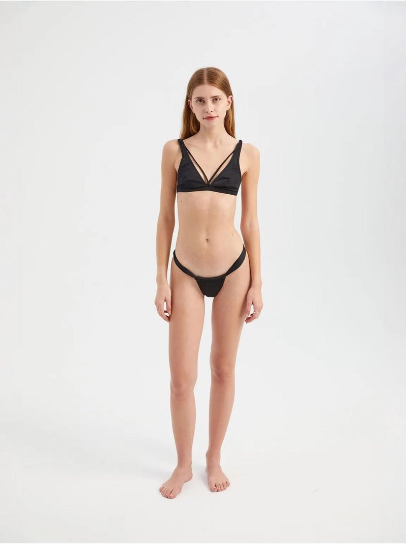 Ensemble bikini triangle à fines bretelles avec bas brésilien Noir - Kiabi