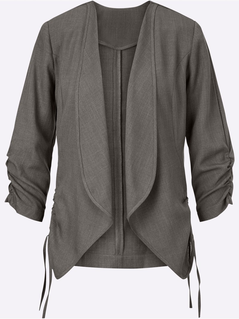 Ensemble blazer pantalon uni avec manches longues et ouverture frontale - taille standard - witt Gris taupe - Kiabi