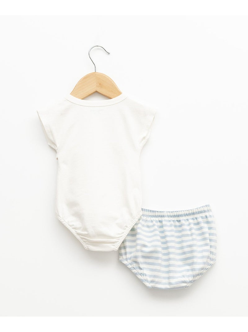 Ensemble bloomer + haut 100% coton - Terre de Marins Blanc Bleu - Kiabi