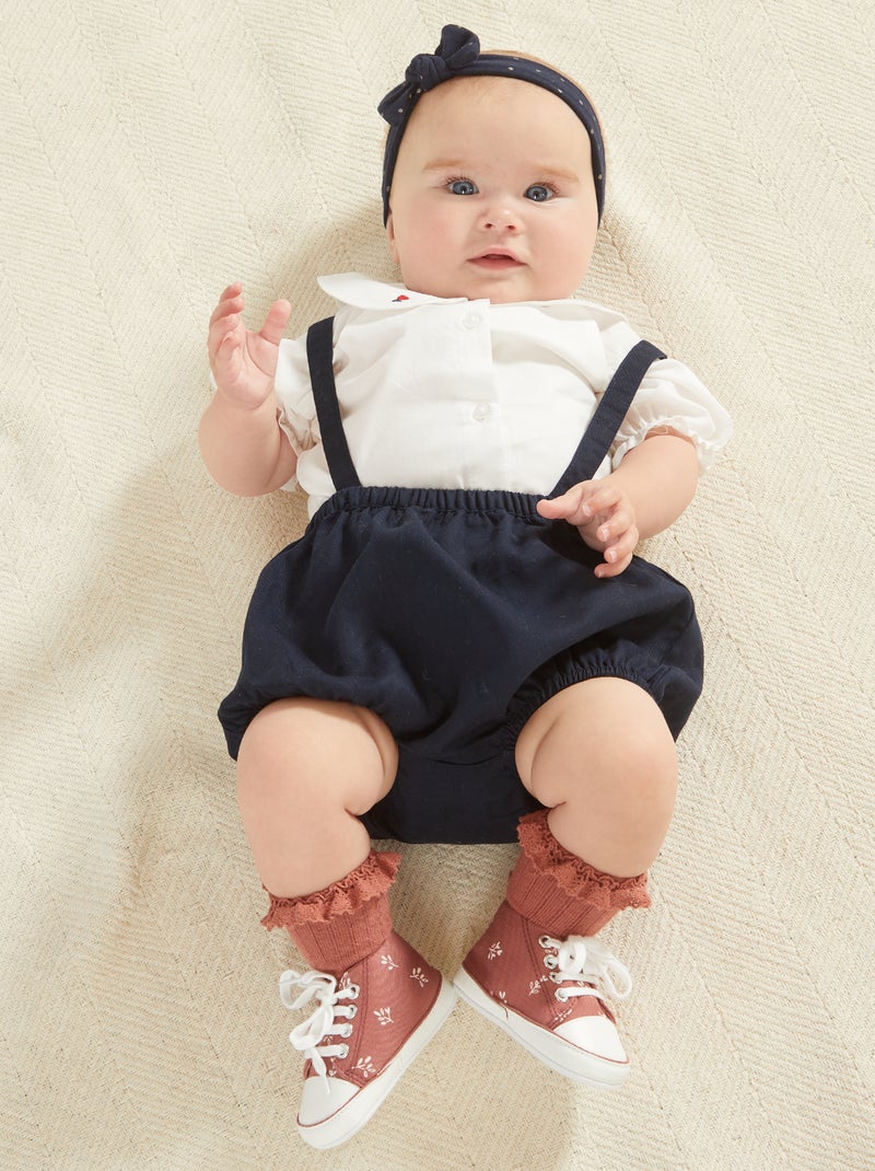 Ensemble blouse + bloomer en lyocell Blanc/Noir - Kiabi
