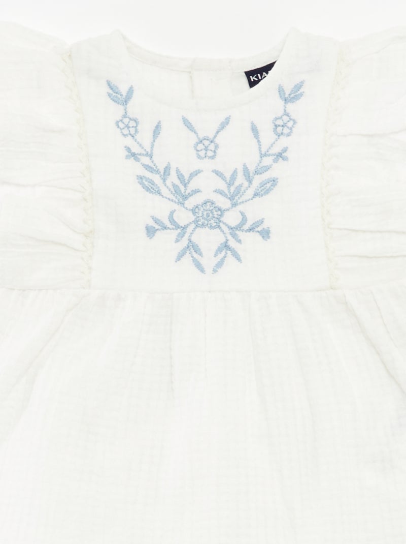 Ensemble blouse brodée + short - 2 pièces BLANC - Kiabi