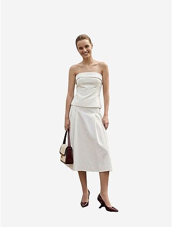 Ensemble blouse bustier et jupe midi à taille haute my fashion