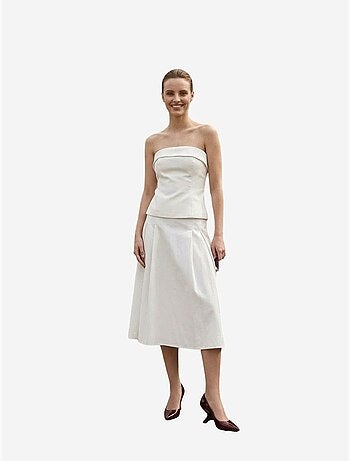 Ensemble blouse bustier et jupe midi à taille haute my fashion
