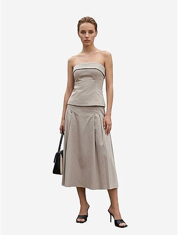 Ensemble blouse bustier et jupe midi à taille haute my fashion