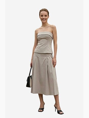 Ensemble blouse bustier et jupe midi à taille haute my fashion