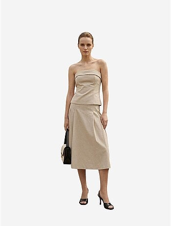 Ensemble blouse bustier et jupe midi à taille haute my fashion