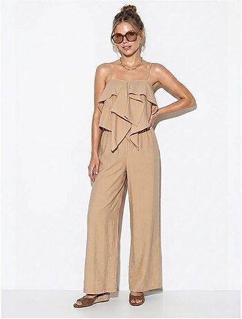 Ensemble blouse bustier et pantalon large à volants lucci